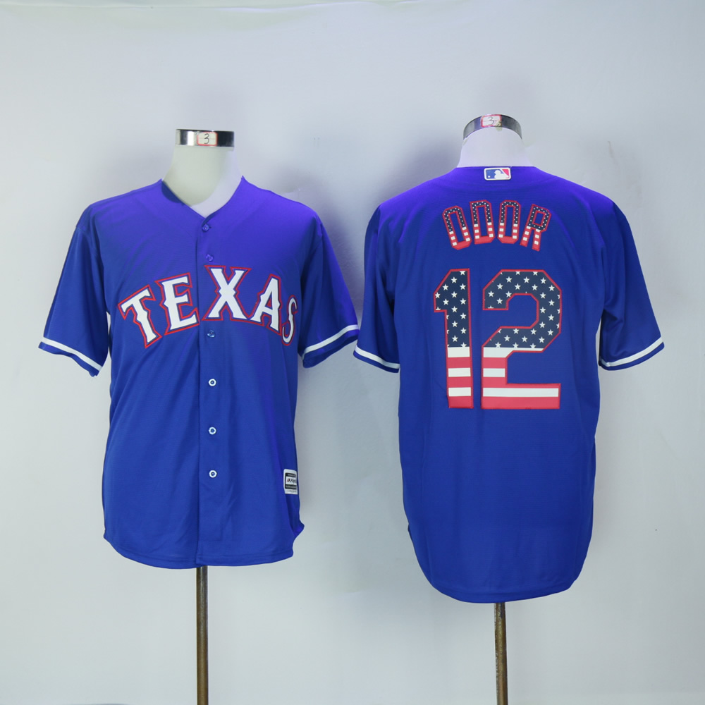 Men Texas Rangers 12 Odor Blue National flag MLB Jerseys